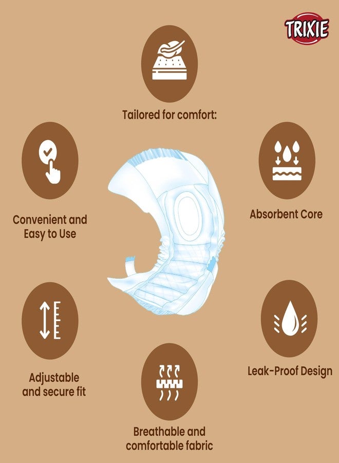 تريكسي حفاضات تريكسي للاستخدام مرة واحدة للكلبات، مصممة خصيصًا للكلاب خلال موسم التبول لمنع تلطيخ السجاد والأقمشة الأخرى. تتميز بقدرة امتصاص عالية وسهولة الاستخدام - مقاس صغير (28-40 سم)، 12 قطعة - Image 4